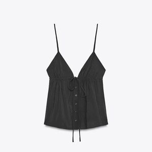 New Zara flowy strappy top in black - medium